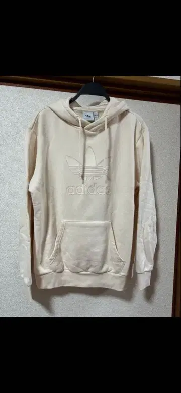 adidas 베이지 후드 부착 후드티