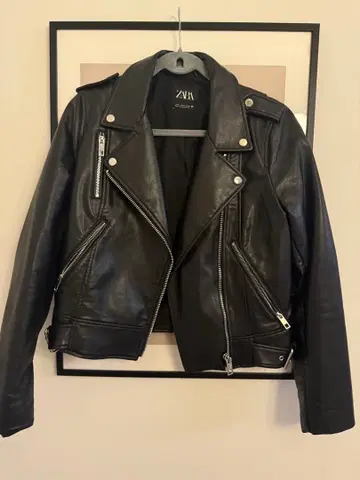 ZARA 블랙 가죽 라이더 자켓
