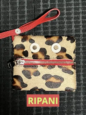 RIPANI 레어 레오파드 무늬 코인 케이스 미니 파우치 백참