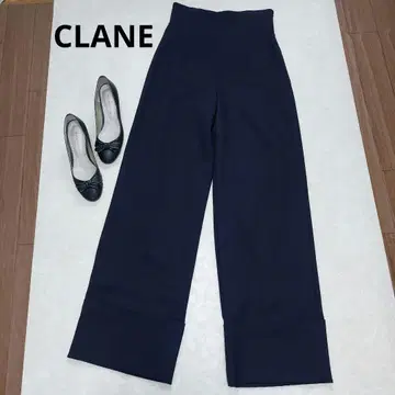 새상품급 CLANE 클라네 하이웨스트 롤업 와이드 팬츠 네이비 1