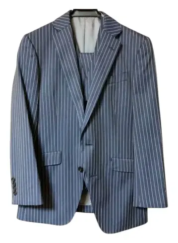 [정장 셀렉트] 네이비 스트라이프 패턴 쓰리피스 수트