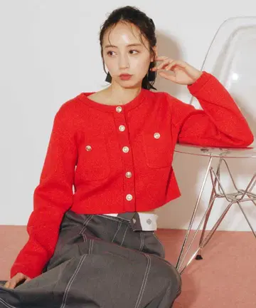 JILL by JILL STUART 부클레 니트 자켓
