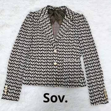 [ 새상품급 ] Sov. 2023 자카드 싱글 자켓 골드 버튼 S