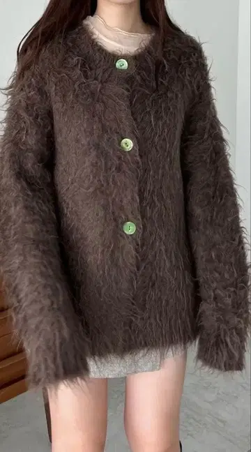 COCODEAL 알파카 혼방 기모 가디건