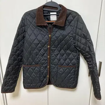 블랙 퀼팅 자켓 코듀로이 옷깃