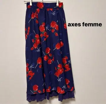 axes femme 캔디 애플 패턴 스커트 롱 스커트 새상품급 안감