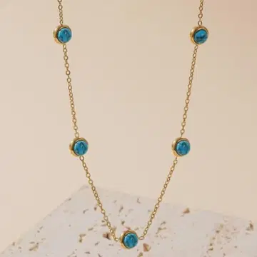 써지컬 스테인리스 터콰이즈 골드 목걸이 녹 방지 인기 부적