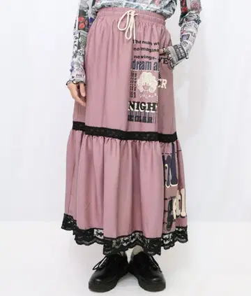 스칼라 153608: 스칼라 그래픽 패턴 레이스 x 새틴 스커트