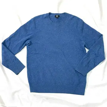 유니클로 UNIQLO 캐시미어 크루넥 스웨터 M 사이즈 블루