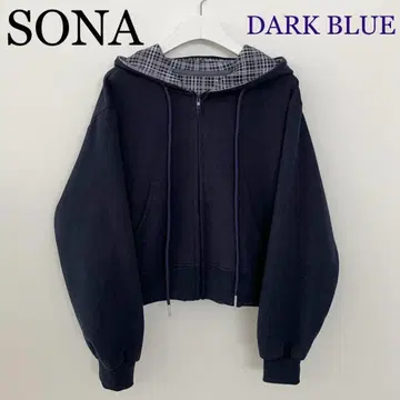 SONA (SJP17394) 미사용품 후드티 숏 기장 다크 블루