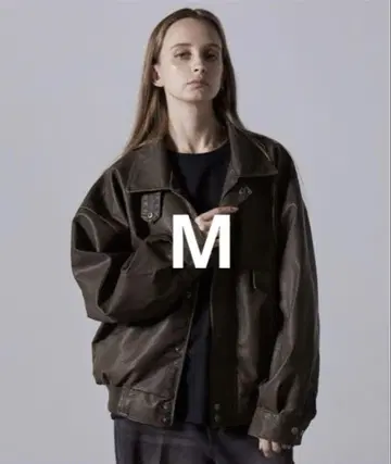 CLEL 빈티지 디자인 인조 가죽 블루종 브라운 M사이즈