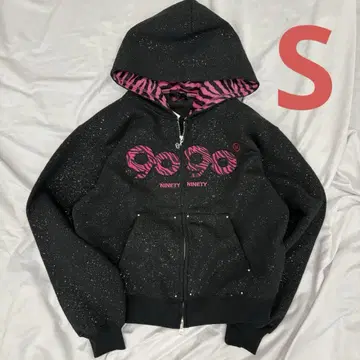 9090 girl OG Logo Glitter Zip Hoodie