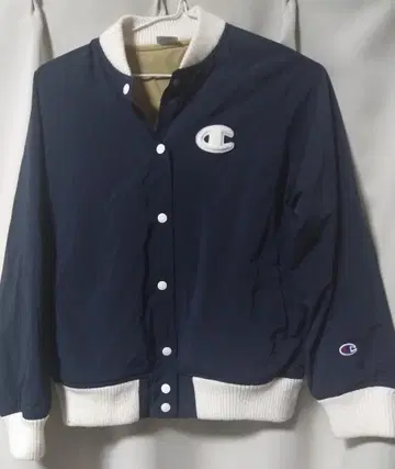 Champion 바시티 자켓 여성용 L 네이비 구제 의류
