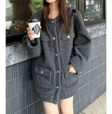 dazzlin 다즐린 보아 프렌치 불 재킷 차콜 그레이 미사용 새상품