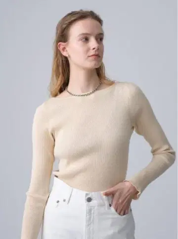 새상품급 오라리 론 헤르만 기가 보트넥 풀오버 크림 베이지
