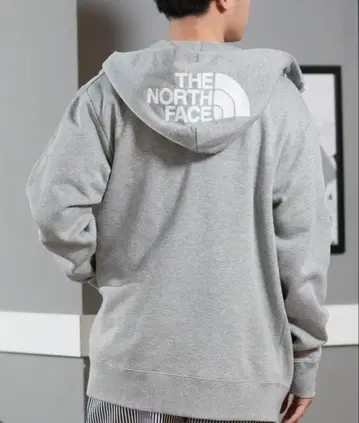 THE NORTH FACE 리어뷰 지퍼 후드티 그레이