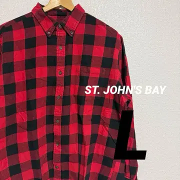 [ L ] 구제 의류 ST. JOHN'S BAY 레드 체크 긴팔 셔츠