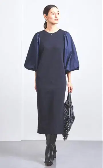 [ 새상품급 ] UNITED ARROWS 콤비 니트 원피스 네이비