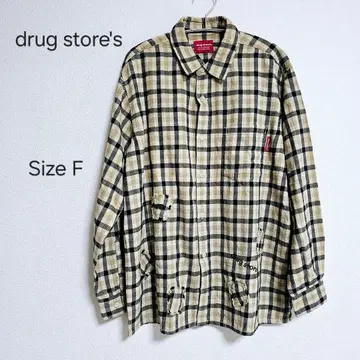 미사용 새상품 drug store's 체크 무늬 긴팔 셔츠 Size F