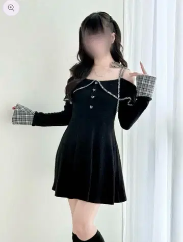 bunnylis 체크 무늬 믹컷 원피스