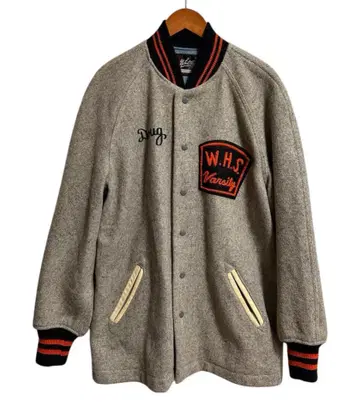 60s 빈티지 Whiting 롱 바시티 자켓 42 롱스타 그레이