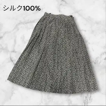 [새상품급] 폴 스튜어트 실크 100% 롱 스커트 미니 꽃무늬 엘레강트