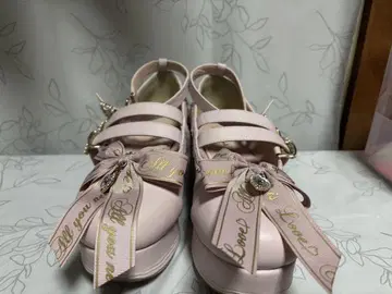 리즈리사 메시지 리본 포함 핑크 통굽 샌들