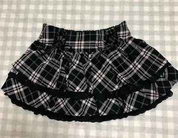 TRALALA 레어 핑크 프릴 체크 무늬 스커트