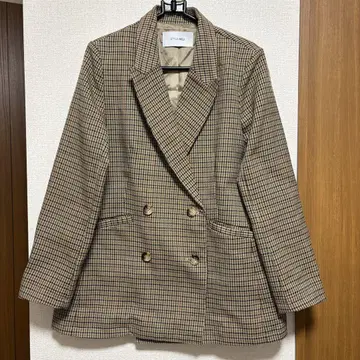 스타일 델리 체크 자켓 브라운