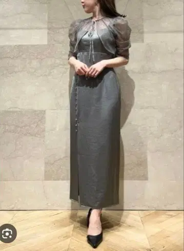 SNIDEL 원피스 레이스 볼레로 슬릿 올리브 포멀 결혼식