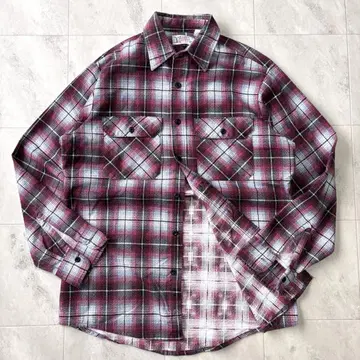 [ 빈티지 ] 프린트 플란넬 셔츠 옴브레 체크 USA제 M 80s 90s