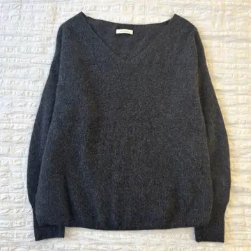 loungedress 세탁 가능 캐시미어 100% V넥 니트 그레이