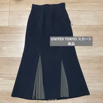 유나이티드 도쿄 롱 스커트 블랙 플리츠 스커트 UNITEDTOKYO