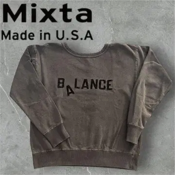 Mixta BALANCE 크루 스웨트 USA제 짧은 기장 흑먹색