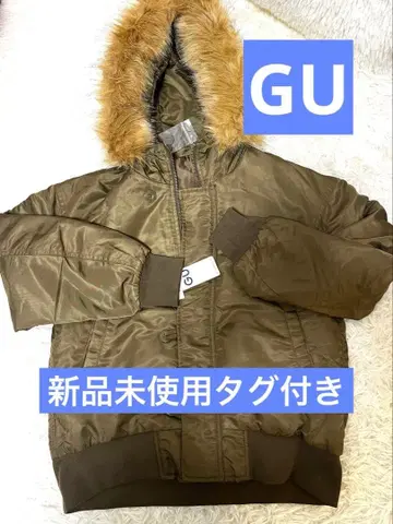 (미사용 새상품) GU 올리브 그린 퍼 밀리터리 자켓 S