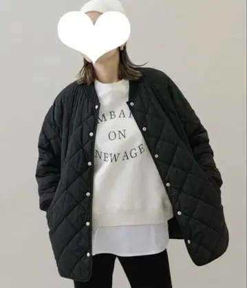 서니 라벨 퀼팅 블루종 블랙 블랙