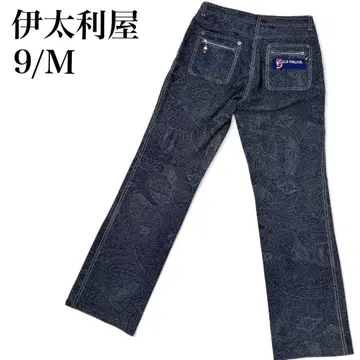 컨디션 최상 이타리야 9 데님 팬츠 스트레치 페이즐리 인디고 블루