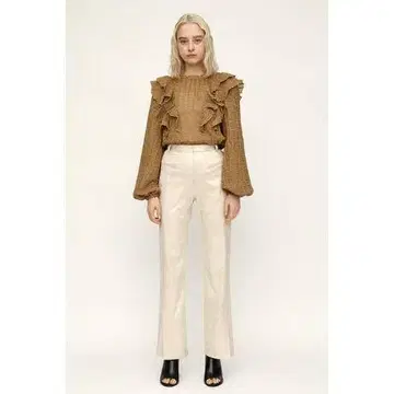 택 포함 미사용품 SLY VEGAN LEATHER HEMSLIT 팬츠