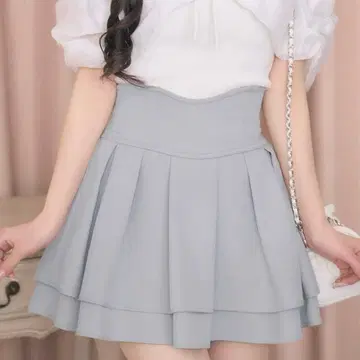 미셸 마카롱 슬림 레그 스커트 블루 그레이