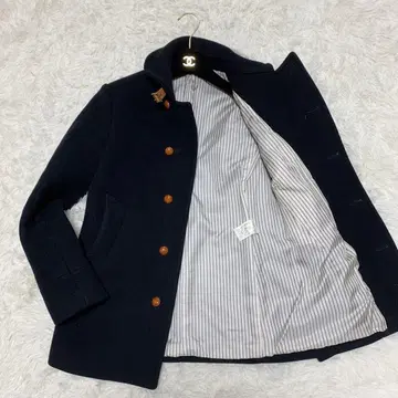 [ 컨디션 최상 ] 에디피스 싸개 버튼 울 코트 블루종 가죽 블랙 L