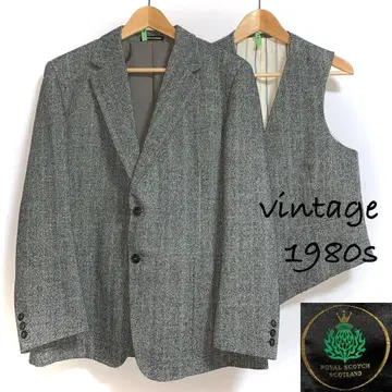 클리닝 완료 남성용 빈티지 자켓&베스트 그레이 사이즈 L