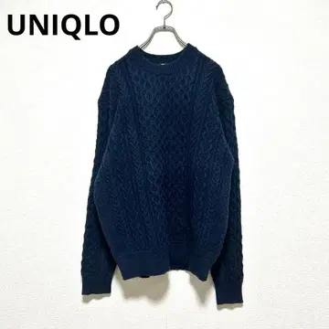 UNIQLO 유니클로 (XL) 니트 스웨터 케이블 짜임 네이비 긴팔