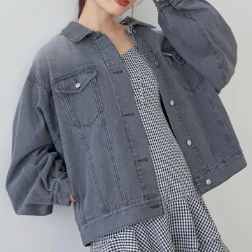 마제스틱 레곤 오버 사이즈 데님 자켓 그레이