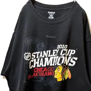 리복 NHL 시카고 블랙호크스 로고 T셔츠 블랙 XL 구제 의류