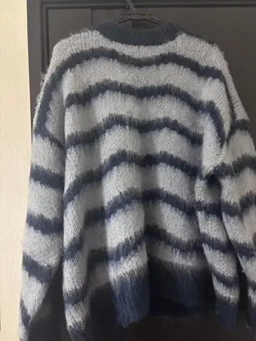 오버 사이즈 니트 그레이 네이비 스트라이프