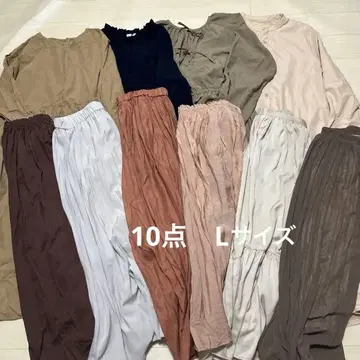 10점 L 사이즈 묶음 판매 여성용 원피스 스커트 긴팔 플리츠