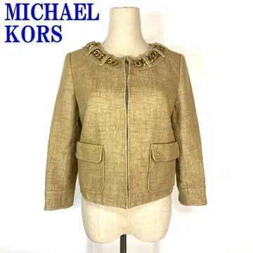 마이클코어스 노카라 자켓 면 린넨 베이지 6 C8513