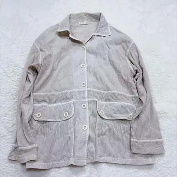 셔츠 자켓 코듀로이풍 캐주얼 페미닌 와플조 면 100