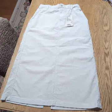 MUJI 스트레치 오가닉 코튼 롱 스커트 L 사이즈 아이보리