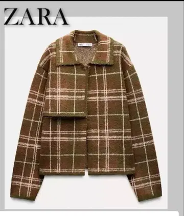 ZARA 체크 니트 가디건 M 사이즈